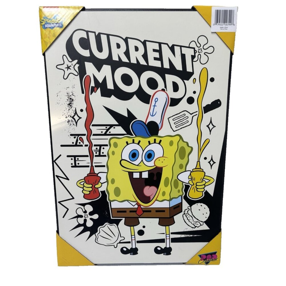 SpongeBob Current Mood Wall Art Hardboard Picture Collectible Nickelodeon NEW